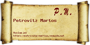 Petrovitz Martos névjegykártya